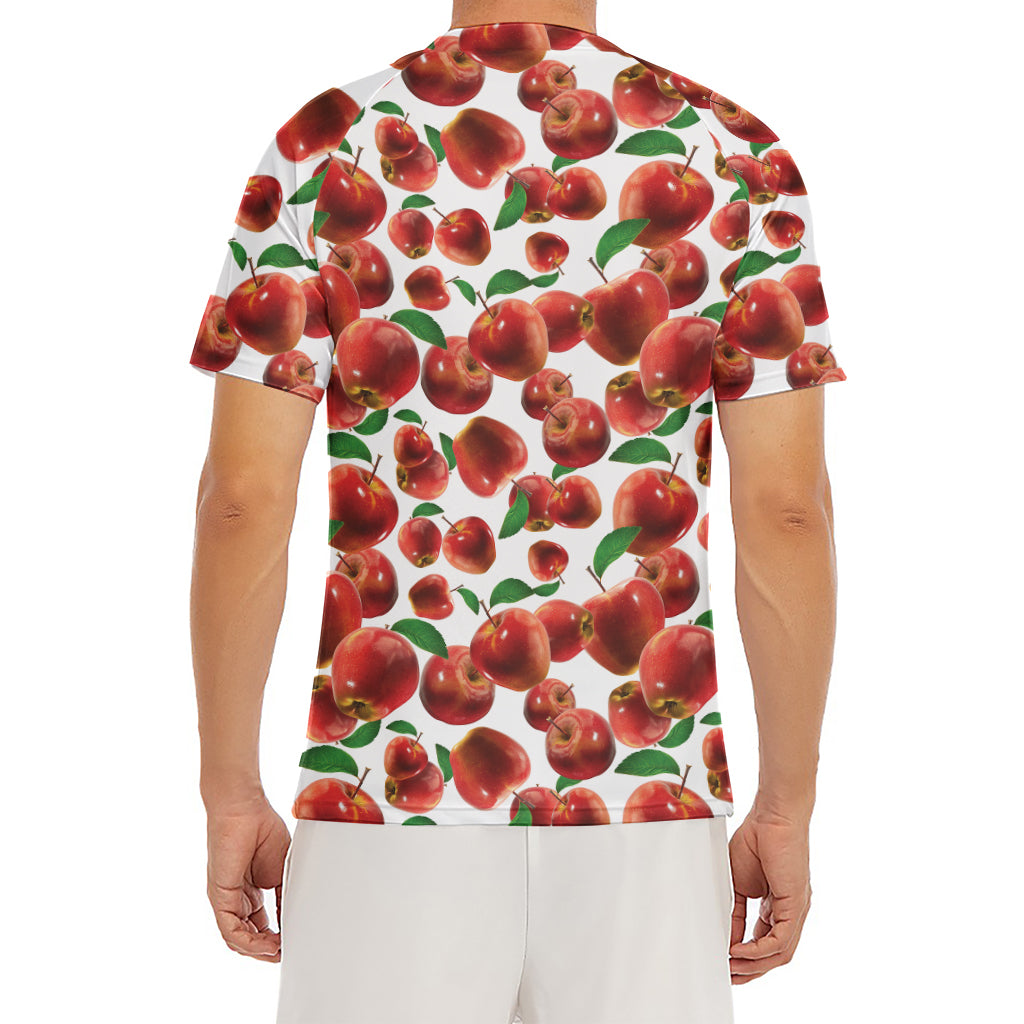 Red Apple Pattern Print Men's Short Sleeve Rash Guard