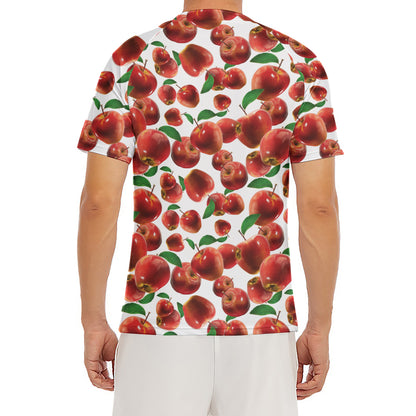 Red Apple Pattern Print Men's Short Sleeve Rash Guard
