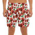 Red Apple Pattern Print Men's Split Running Shorts
