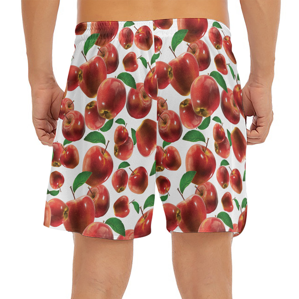 Red Apple Pattern Print Men's Split Running Shorts