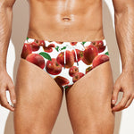 Red Apple Pattern Print Men's Swim Briefs