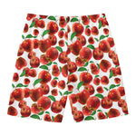 Red Apple Pattern Print Men's Swim Trunks