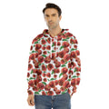 Red Apple Pattern Print Men's Velvet Pullover Hoodie