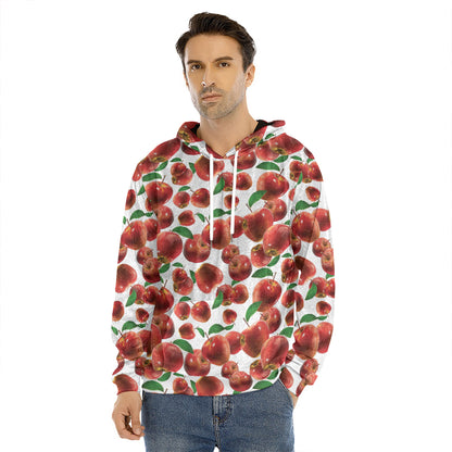 Red Apple Pattern Print Men's Velvet Pullover Hoodie