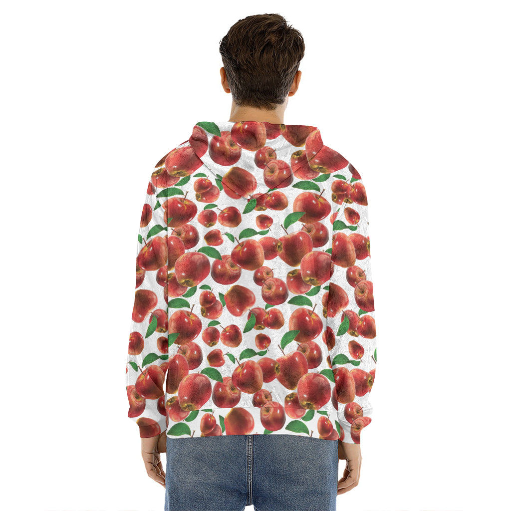 Red Apple Pattern Print Men's Velvet Pullover Hoodie