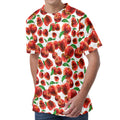 Red Apple Pattern Print Men's Velvet T-Shirt