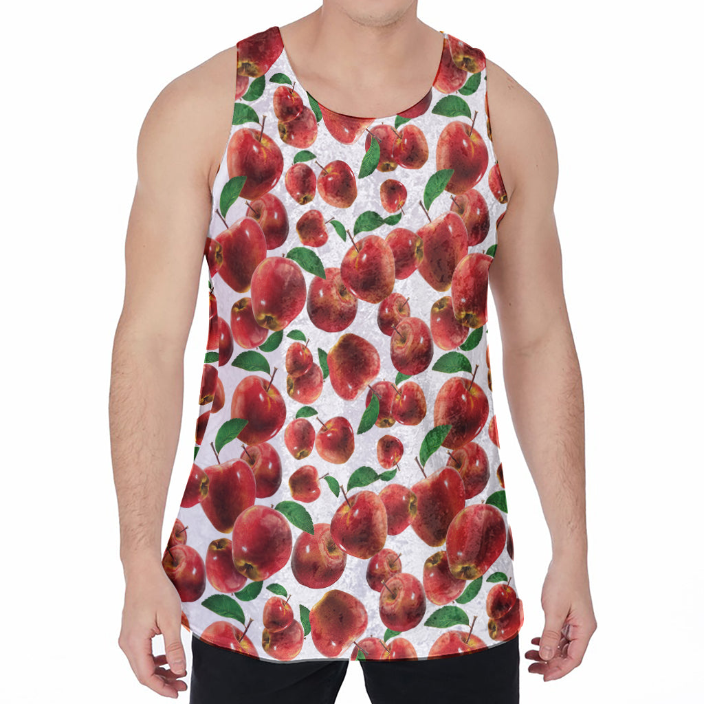 Red Apple Pattern Print Men's Velvet Tank Top