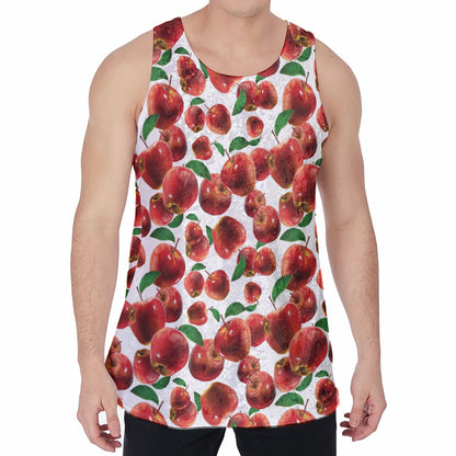 Red Apple Pattern Print Men's Velvet Tank Top