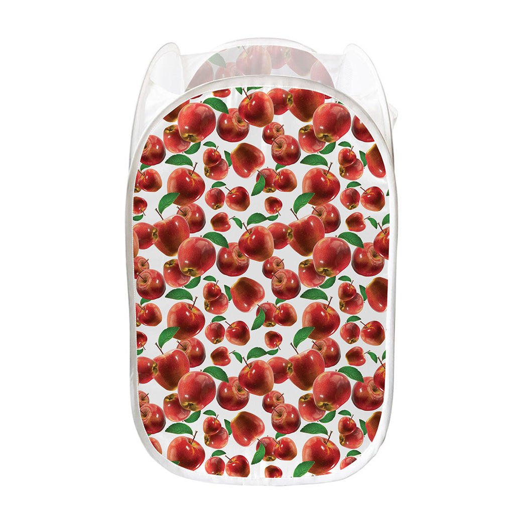 Red Apple Pattern Print Mesh Laundry Hamper