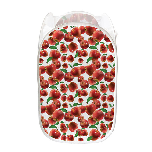 Red Apple Pattern Print Mesh Laundry Hamper
