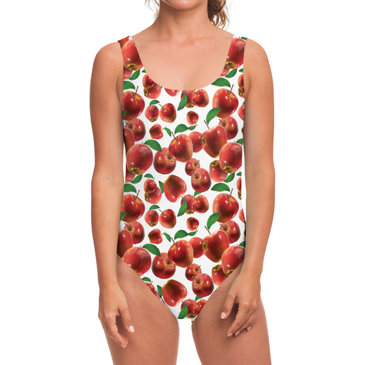 Red Apple Pattern Print One Piece Swimsuit