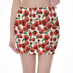 Red Apple Pattern Print Pencil Mini Skirt