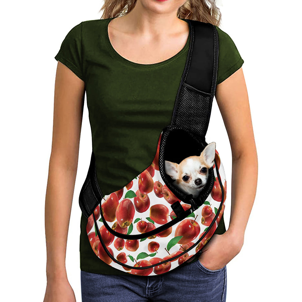 Red Apple Pattern Print Pet Sling Carrier
