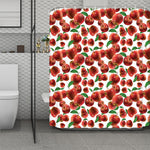 Red Apple Pattern Print Polyester Shower Curtain