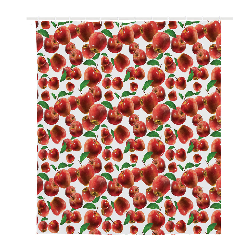 Red Apple Pattern Print Polyester Shower Curtain
