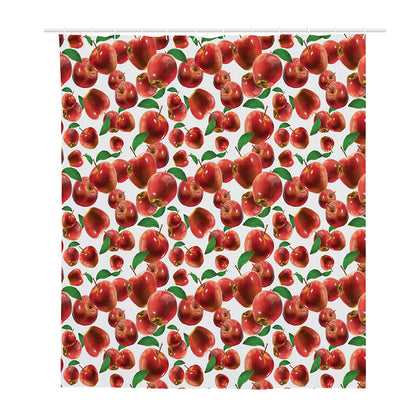 Red Apple Pattern Print Polyester Shower Curtain