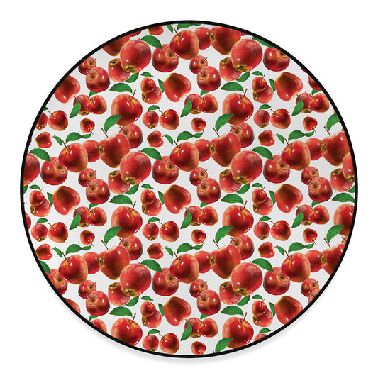 Red Apple Pattern Print Round Floor Mat