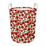 Red Apple Pattern Print Round Laundry Basket