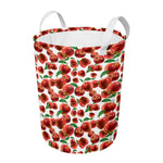 Red Apple Pattern Print Round Laundry Basket