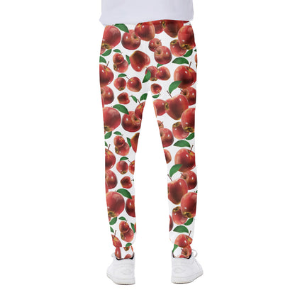 Red Apple Pattern Print Scuba Joggers