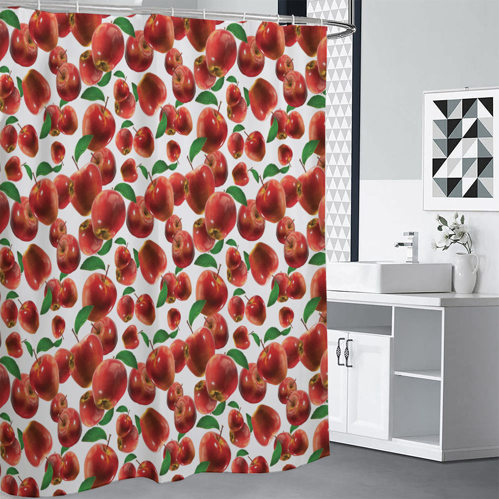 Red Apple Pattern Print Shower Curtain