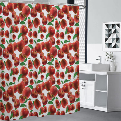 Red Apple Pattern Print Shower Curtain