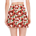 Red Apple Pattern Print Side Slit Mini Skirt