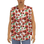 Red Apple Pattern Print Sleeveless Baseball Jersey