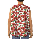 Red Apple Pattern Print Sleeveless Baseball Jersey