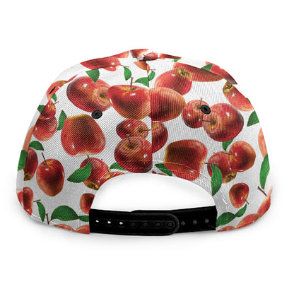 Red Apple Pattern Print Snapback Cap