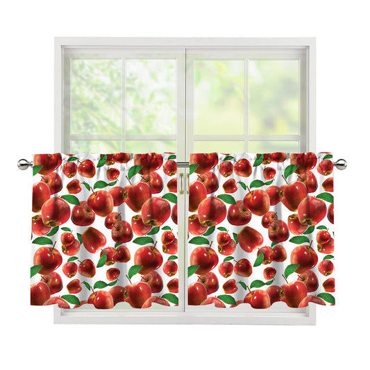 Red Apple Pattern Print Tier Curtains