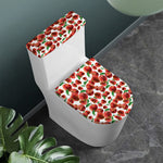 Red Apple Pattern Print Toilet Lid And Tank Cover Set