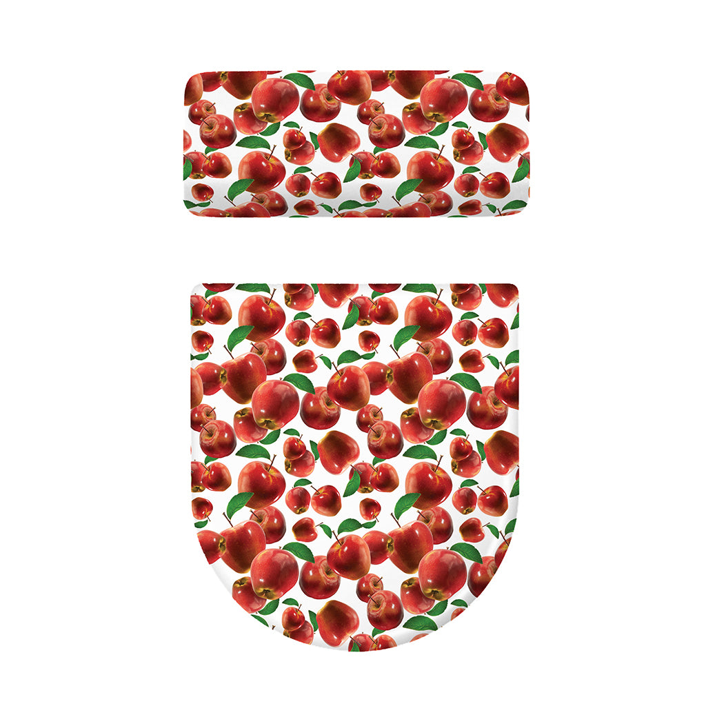 Red Apple Pattern Print Toilet Lid And Tank Cover Set
