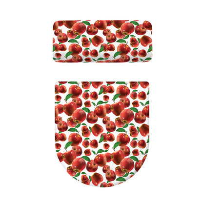 Red Apple Pattern Print Toilet Lid And Tank Cover Set