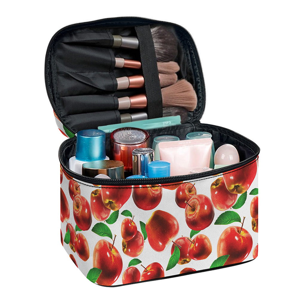 Red Apple Pattern Print Travel Makeup Bag