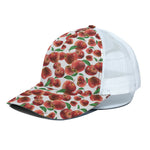 Red Apple Pattern Print White Mesh Trucker Cap