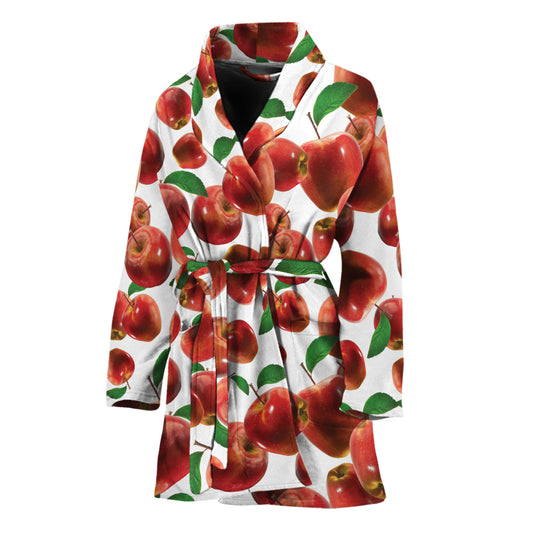 Red Apple Pattern Print Women's Bathrobe