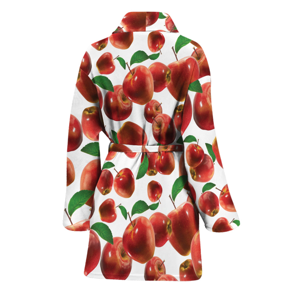 Red Apple Pattern Print Women's Bathrobe