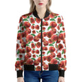 Red Apple Pattern Print Women's Bomber Jacket