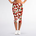 Red Apple Pattern Print Women's Capri Leggings