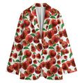 Red Apple Pattern Print Women's Cotton Blazer