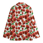 Red Apple Pattern Print Women's Cotton Blazer