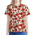 Red Apple Pattern Print Women's Polo Shirt