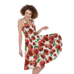 Red Apple Pattern Print Women's Sleeveless Dress