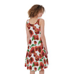 Red Apple Pattern Print Women's Sleeveless Dress