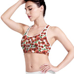 Red Apple Pattern Print Women's Sports Bra