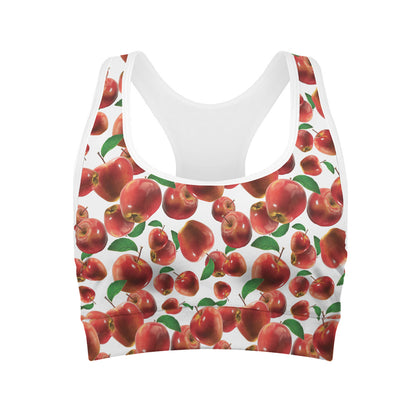 Red Apple Pattern Print Women's Sports Bra