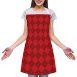 Red Argyle Pattern Print Adjustable Apron