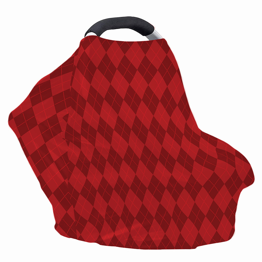 Red Argyle Pattern Print Baby Seat Cover