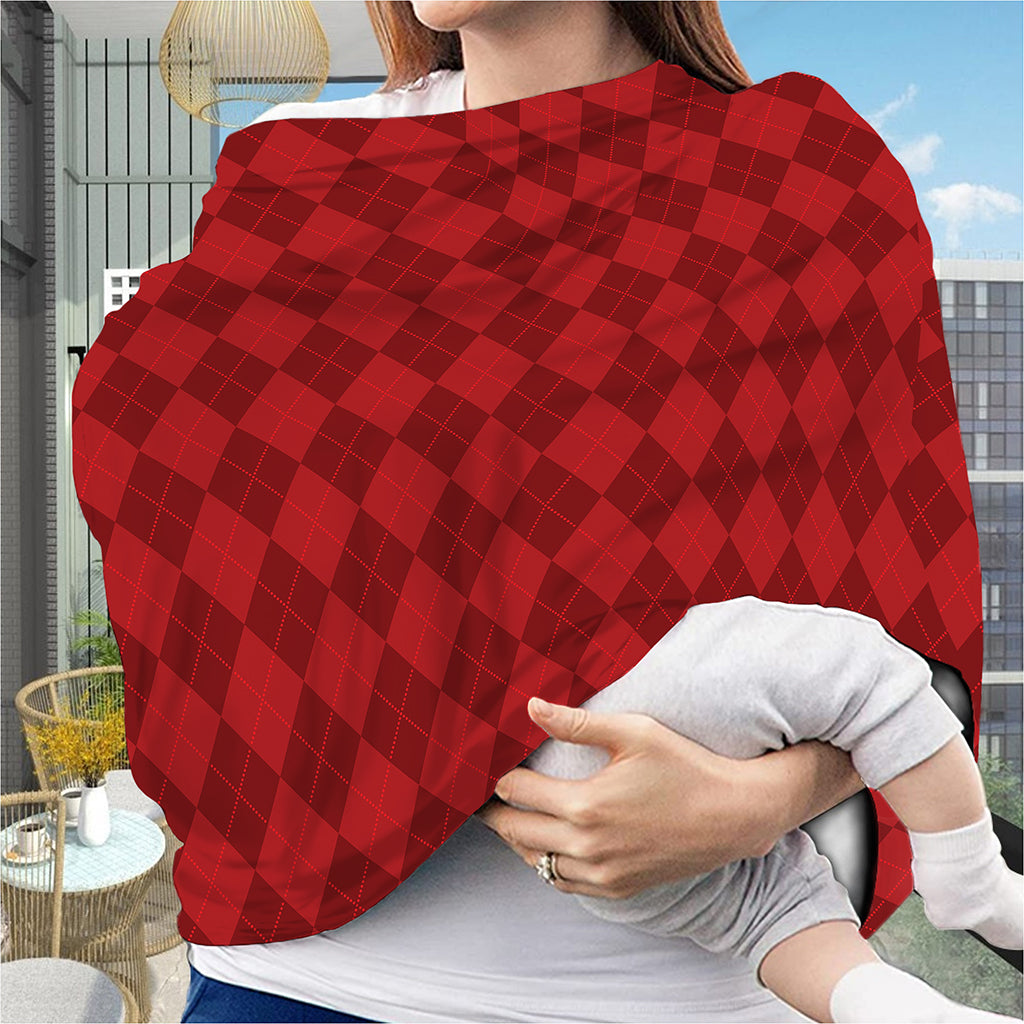 Red Argyle Pattern Print Baby Seat Cover